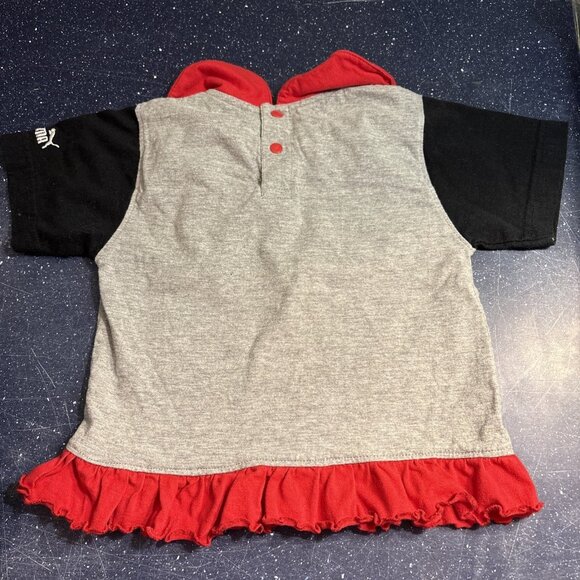 Cincinnati Reds Shirt 24 Months Girls Ruffle Embroidered Collar Gray Black Sleev - Picture 5 of 10